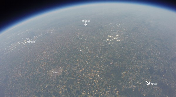 Photo prise à 30000m d'altitude avec une Gopro lors du Vol du collège Roby le 17 mai 2014